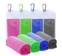 SZELAM [4 Pack] Cooling Towel (40''x 12'') Sweat Towel, Towels for Neck & Face, Ice Towel for Sport, Yoga, Trip, Beach, Camping, Cruise, Gym for Athletes, Rose Red/Green/Royal Blue/Dark Gray