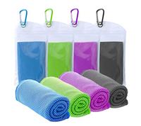 SZELAM 40''x12'' Cooling Towel,4 Packs Towels for Neck and Face,Gym Towels,Soft Chilly Towel Workout,Yoga,Golf,Camping, Sports Instant Relief, Blue/Green/Purple/Dark Gray