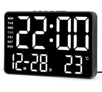 SZELAM Alarm Clock,Wooden Alarm Clock for Bedroom,9 RGB Color,Electric LED Display,Weekday Table Clock,Two Alarms,USB Port, Adjustable Volume,Snooze Function,Wooden Home Decor for,Office,Bedside Table