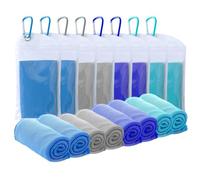 SZELAM Cooling Towel(40"x12") Microfiber Towel Yoga Towel for Men or Women Ice Cold Towels for Yoga Gym Travel Camping Golf Football & Outdoor Sports 8 Packs (2 Blue/2 Dark Blue/2 Grey/2 Lake Blue)