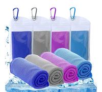 SZELAM Cooling Towel(40"x12") Microfiber Towel Yoga Towel for Men or Women Ice Cold Towels for Yoga Gym Travel Camping Golf Football & Outdoor Sports 4 Packs (Blue/Grey/Purple/Dark Blue)