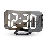 SZELAM Digital Alarm Clock, Bedside Alarm Clock, 7 Inch LED Mirror Alarm Clock, with 2 USB Charging Ports, Snooze Mode, Automatic Brightness Adjustment, Easy to Set Up Desk Clock for Home Office