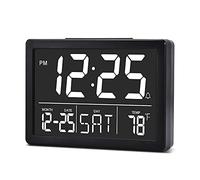 SZELAM Digital Alarm Clock With 5.5" Large LED Display - 6 Brightness Levels, Adjustable Volume, Date Temperature Display for Bedside Desk Bedroom