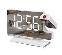 SZELAM Digital Clock,Alarm Clock Bedside with Projection,7.3" Mirror Clock with 180°Rotating Projector,Dual Alarm with 3 Mode,Brightnee Adjust,DST,Snooze,Charging Port,5 Levels Volume for Desk Teens