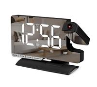 SZELAM Digital Clock,Alarm Clock Bedside with Projection,7.3" Mirror Clock with 180°Rotating Projector,Dual Alarm with 3 Mode,Brightnee Adjust,DST,Snooze,Charging Port,5 Levels Volume for Desk Teens