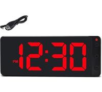 SZELAM Digital Wall Clock - 10.5 Inch Large Display LED Digital Wall Clock, Quiet Digital with Automatic Light Control, No Ticking Noise, Kitchen Clock with Charger for Farmhouse, Living Room