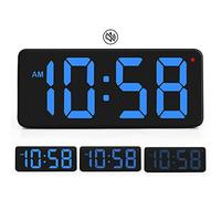 SZELAM LED Wall Clock Digital clock, Large Digital Wall Clock, Desk Clock, Large Number Display with Adapter, automatic light control, 12/24 H,(L) 215 x (W) 85 x (H) 20 mm for Home Gym Office-Blue