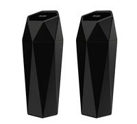 SZEOF Car Trash Can with Lid, Portable Vehicle Auto Garbage Can, Diamond Design Mini Garbage Bin for Automotive, Home, Office, Kitchen, Bedroom (2 Packs, Black, 1.12 liters)