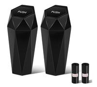 SZEOF Car Trash Can with Lid, Portable Vehicle Auto Garbage Can, Diamond Design Mini Garbage Bin for Automotive, Home, Office, Kitchen, Bedroom (2 Packs, Black, 1.12 liters)
