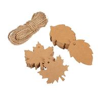 SZETOSY Leaf Gift Tags With Twine - GOODCHANCEUK 200 Pieces Kraft Paper Maple and Leaf Gift Hanging Label For Christmas Thanksgiving Wedding Halloween DIY Gift Tags With 20M Rope Each Pattern 100Pcs