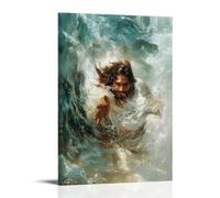 SZETQXUKP Jesus Saves The People in The Sea Christian Religious Poster Poster Decorative Painting Canvas Wall Posters And Art Picture Print Modern Family Bedroom Decor Posters 08x12inch(20x30cm)