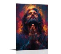SZETQXUKP Kind Jesus Closed His Eyes And Prayed Watercolor Religious Poster Poster Decorative Painting Canvas Wall Posters And Art Picture Print Modern Family Bedroom Decor Posters 08x12inch(20x30cm)