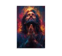 SZETQXUKP Kind Jesus Closed His Eyes And Prayed Watercolor Religious Poster Poster Decorative Painting Canvas Wall Posters And Art Picture Print Modern Family Bedroom Decor Posters 16x24inch(40x60cm)