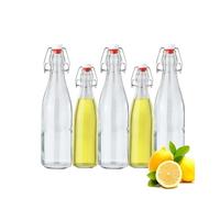 Szfanyangxuan 5-Pack Swing Top Glass Bottles (3x500ml + 2x250ml) with Airtight Stoppers - Clear Flip Top Bottles for Beer, Kombucha, Oil, Vinegar, Home Brewing & Beverages