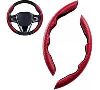 SZFCL 2Pcs Carbon Fiber Car Steering Wheel Cover for Vauxhall ASTRA Mk VI (J) GTC 2011-2015, Breathable Anti-slip Comfortable Steering Wheel Accessories,Red