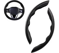 2Pcs Carbon Fiber Car Steering Wheel Cover for Vauxhall ASTRA Mk VI (J) GTC 2011-2015, Breathable Anti-slip Comfortable Steering Wheel Accessories,Black