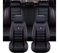 SZFCL Car Seat Covers Full Set for Ford Puma K2/Puma St K2 2020 2021 2022 2023 2024 2025 2026, Leather Car Seat Cushion Cover Front Rear Protectors Waterproof Interior Accessories,Black-Red