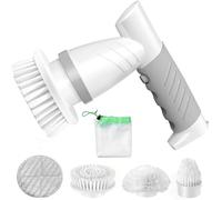 SZFIXEZ Electric Spin Scrubber, Cordless Electric Cleaning Brush for Bathroom Electric Spin Cleaner with 4 Replaceable Shower Cleaning Brush Heads for Wall, Stove, Tile, Bathtub, Toilet, Window