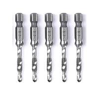 szgate 5PCS Combination Drill Tap Bit Set Screw Tapping Hex Shank HSS MetricImperial Plug Drill Bits Hand Tools 10-32NC, 10-32NC ( 5mm)