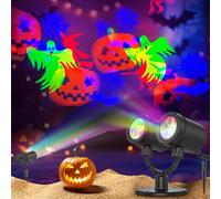 SZGIARUY Halloween Projector Outdoor Waterproof Dynamic with Glowing Spiders Bats Waterproof Double Head Halloween Projector Lights Holiday for Decoration Yard Wall Party