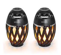 SZGMJIA 2-Pack Led Flame Speakers, Flame Torch Atmosphere Speaker Bluetooth 4.2 Wireless Portable Outdoor HD Audio Waterproof Speaker with LED Flickers Warm Night Lights for iPhone/iPad/Android