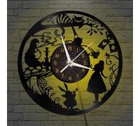 SZGUK Alice Vinyl Wall Clock, Vinyl Record Clock Wall Art Black 12 Inch for Living Room Bedroom 11 (C-LED)