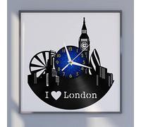 SZGUK London City View 5 Vinyl Wall Clock, Vinyl Record Clock Wall Art Black 12 Inch for Living Room Bedroom(12 inchs B without LED)