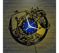 SZGUK Viking Warrior Vinyl Wall Clock, Vinyl Record Clock Wall Art Black 12 Inch for Living Room Bedroom(12 inchs B with LED)