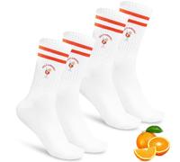 Szhhrxi 2 Pair Aperol Spritz Socks | Embroidered Cocktail Socks Gift for Cocktail Lovers | White Cotton Sports Socks Unisex Breathable | UK sizes 3-8