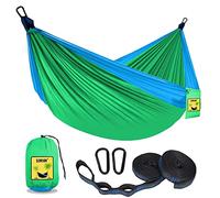 SZHLUX Kids Hammock - Kids Camping Gear, Camping Accessories with 2 Tree Straps and Carabiners for Indoor/Outdoor Use, Sapphire Blue & Grass Green