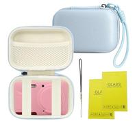 SZHSYJY Case for Kodak PIXPRO FZ55,FZ55 accessories, 1* Hard Carrying Case + 1* Soft Silicone Protective Cover with Removable Lens Cover,Comes with 2 Screen Protectors and 2 Wrist Strap. (Blue-Pink)