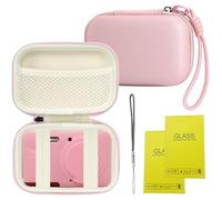 SZHSYJY Case for Kodak PIXPRO FZ55,FZ55 accessories, 1* Hard Carrying Case + 1* Soft Silicone Protective Cover with Removable Lens Cover,Comes with 2 Screen Protectors and 2 Wrist Strap. (Pink-Pink)