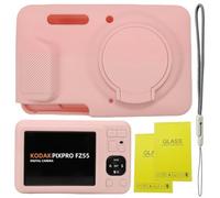 SZHSYJY Case for Kodak PIXPRO FZ55,FZ55 Accessories,Soft Silicone Protective Case Removable Lens Cover,Comes with 2 Screen Protectors and 1 Wrist Strap. (Smoked Pink)