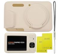SZHSYJY Case for Kodak PIXPRO FZ55,FZ55 Accessories,Soft Silicone Protective Case Removable Lens Cover,Comes with 2 Screen Protectors and 1 Wrist Strap. (Misty White)