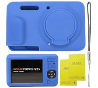 SZHSYJY Case for Kodak PIXPRO FZ55,FZ55 Accessories,Soft Silicone Protective Case Removable Lens Cover,Comes with 2 Screen Protectors and 1 Wrist Strap. (Blue)