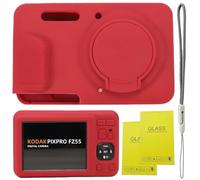 SZHSYJY Case for Kodak PIXPRO FZ55,FZ55 Accessories,Soft Silicone Protective Case Removable Lens Cover,Comes with 2 Screen Protectors and 1 Wrist Strap. (Rose red)