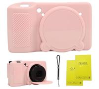 SZHSYJY Case for Ricoh GR IV/GR IV HDF/GR IV Monochrome Camera, Soft Silicone Protective Cover with Removable Lens Cap, Includes 2 Screen Protectors & 1 Wrist Strap (Smoky Pink)