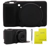 SZHSYJY Case for Ricoh GR IV/GR IV HDF/GR IV Monochrome Camera, Soft Silicone Protective Cover with Removable Lens Cap, Includes 2 Screen Protectors & 1 Wrist Strap (Black)