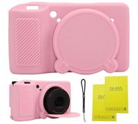 SZHSYJY Case for Ricoh GR IV/GR IV HDF/GR IV Monochrome Camera, Soft Silicone Protective Cover with Removable Lens Cap, Includes 2 Screen Protectors & 1 Wrist Strap (Pink)