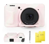 SZHSYJY Case for Ricoh GR IV/GR IV HDF/GR IV Monochrome Camera, Soft Silicone Protective Cover with Removable Lens Cap, Includes 2 Screen Protectors & 1 Wrist Strap (Mist Pink)
