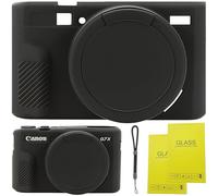 SZHSYJY G7X Mark II case,G7X Removable Lens Cover Silicone Cover for Canon PowerShot G7X ii,Comes with 2 Screen Protectors and 1 Wrist Strap.G7X Accessories. (Black)