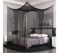 SZHTFX Mosquito Net for Double Bed 4 Corner Post Bed Canopy for Anti-Insect Hanging Net for Single to King Size Bed for Outdoor or Indoor, Bedroom, Travel, Camping (Black)