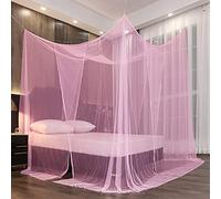 SZHTFX Mosquito Net for Double to King Size Bed - Anti-Insect Canopy for Indoor/Outdoor, Bedroom, Travel, Camping (Pink)