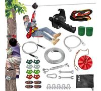 SZHTMZXC Zipline Kits for Backyard, 111FT Zip Line Kit for Kids and Adults Up to 350Lbs, Outdoor Playground Equipment (111FT Tree Climbing)
