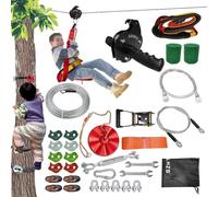 SZHTMZXC Zipline Kits for Backyard, 231FT Zip Line Kit for Kids and Adults Up to 350Lbs, Outdoor Playground Equipment (231FT Ratchet, Tree Climbing)