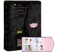 SZHTSWU A5 Binder Kpop Plush Photocard Album with 20 Pcs Inner 3 Inch Photo Album Sleeves in Loose Leaf Refillable 6 Rings Binder Cover Photocard Holder Book for Picture Cards Storage (Black)