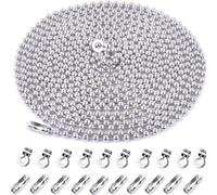 SZHUIHER 4.5mm Diameter Beaded roller chain pull chain extension with connector 13 Feet with 20 Matching Connectors