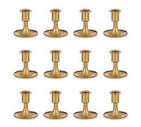 Sziqiqi 12Pcs Metal Candlestick Candle Holders, Vintage Taper Candle Stick Candelabra Gold Decorative Table Centerpiece for Wedding Christmas Candlelight Dinner Bridal Showers Party Decor