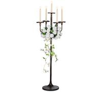 Sziqiqi Black Floor Candelabra Centerpiece 5-arm 48inch Tall Candle Holders for Candlesitcks Taper Pillar Candles Metal Floral Centerpieces Stand Halloween Wedding Party Event Decoration