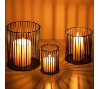 Sziqiqi Candle Holder, Set of 3 - Metal Decorative Lantern for Fireplace Mantel, Dining Room, Table Centrepieces, Halloween, Christmas